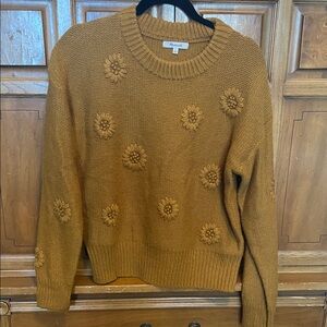 Madewell Mustard Floral Knit Sweater